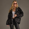 Black & White Paisley Fleece Coatigan