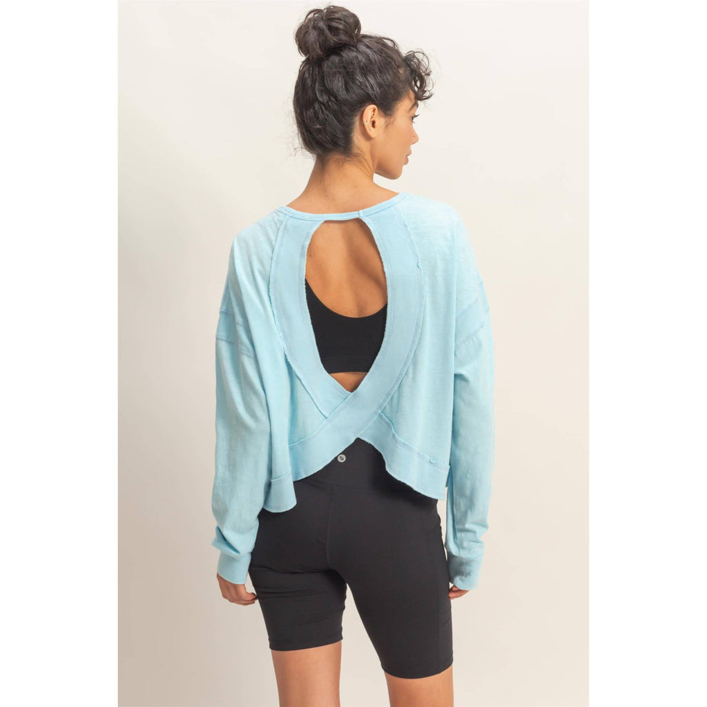 Cross Detail Open Back Long-Sleeve Top