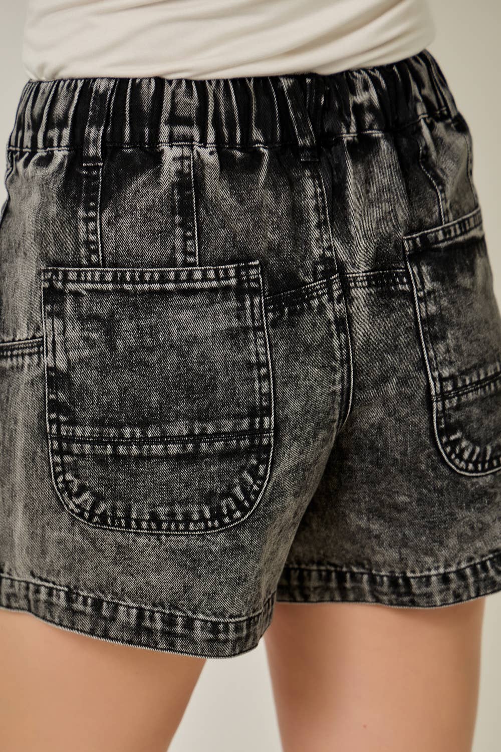 Alix Denim Washed Pull-On Shorts