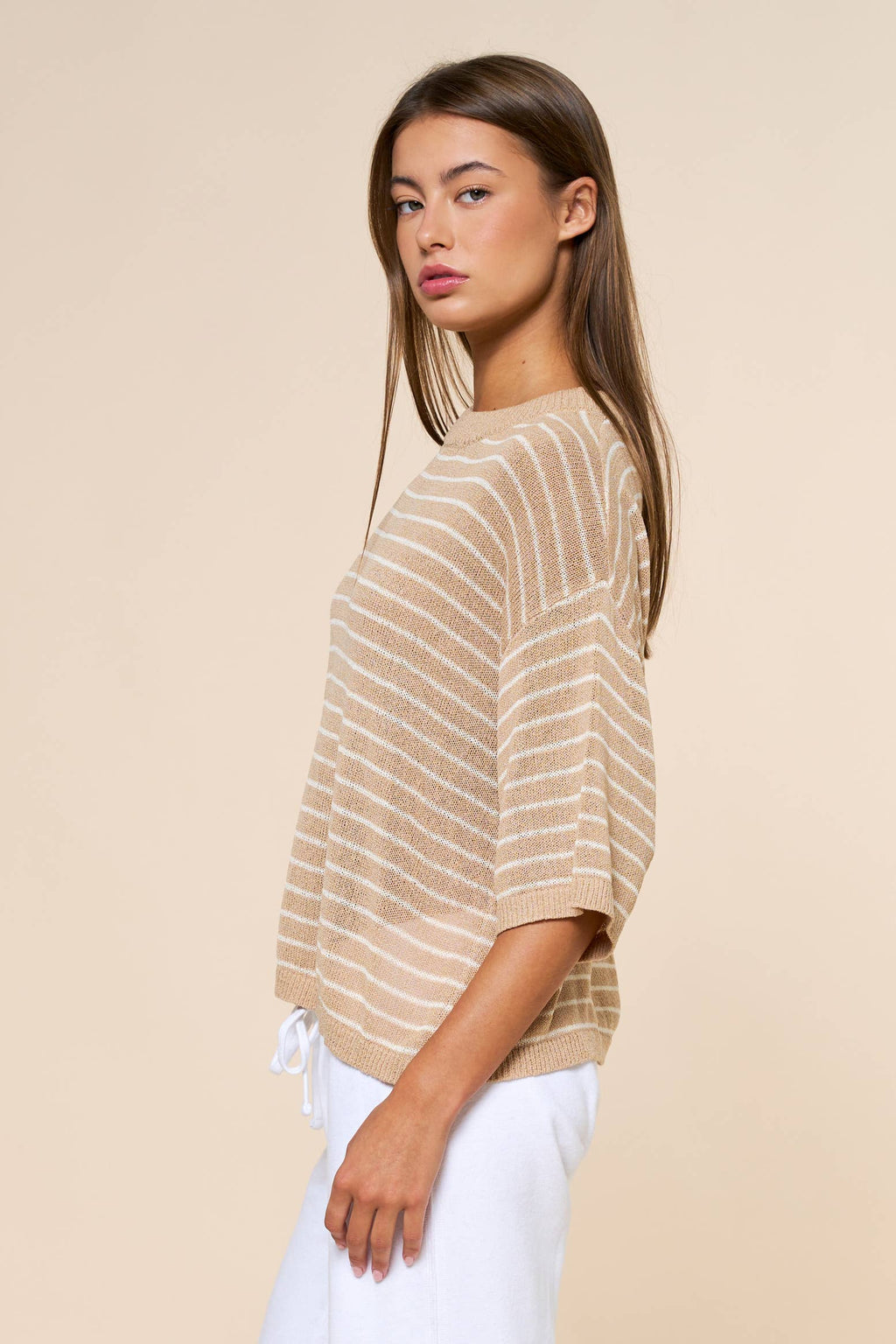 Stripe Knit Round Neck Top