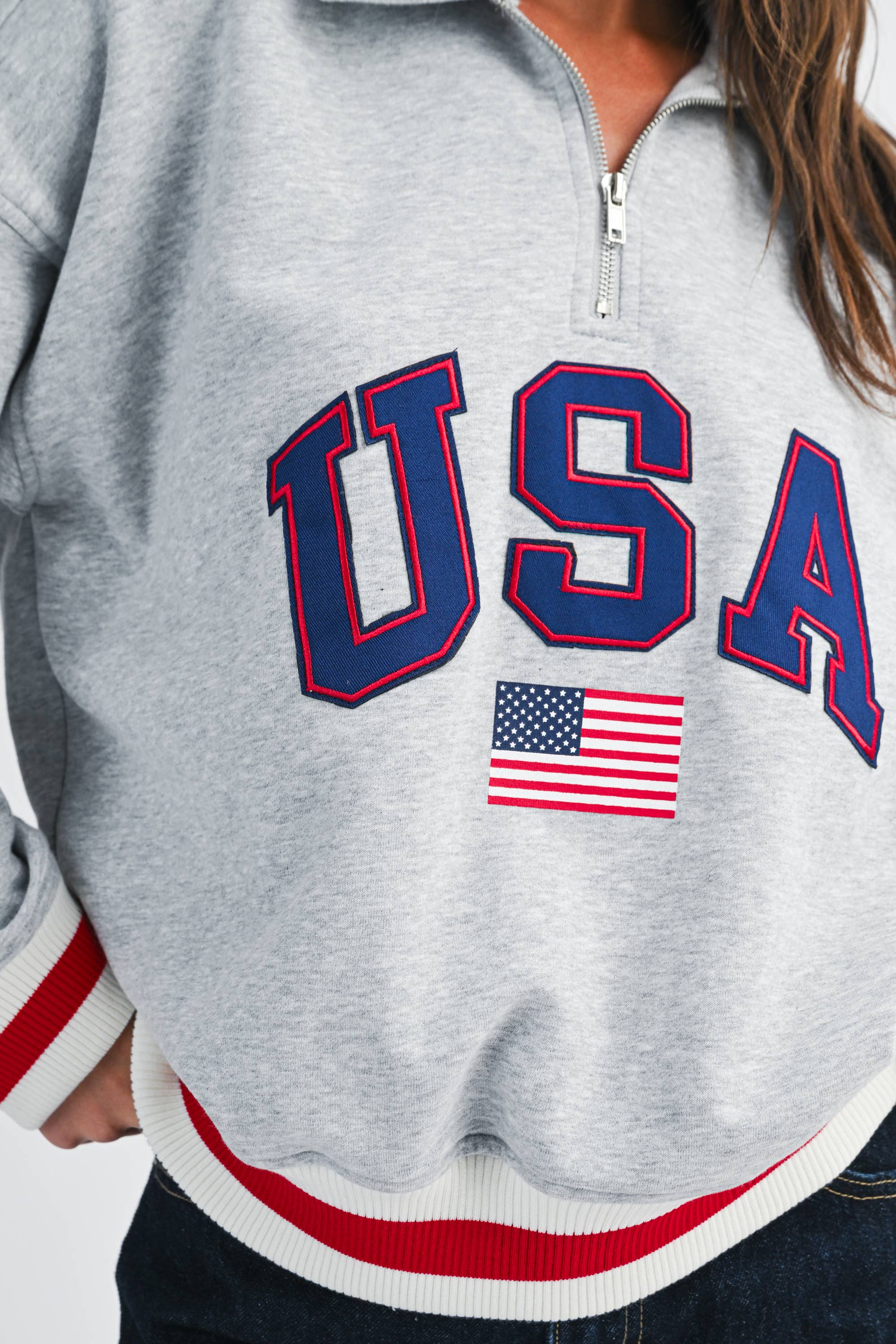 USA Graphic Half Zip Sweatshirt