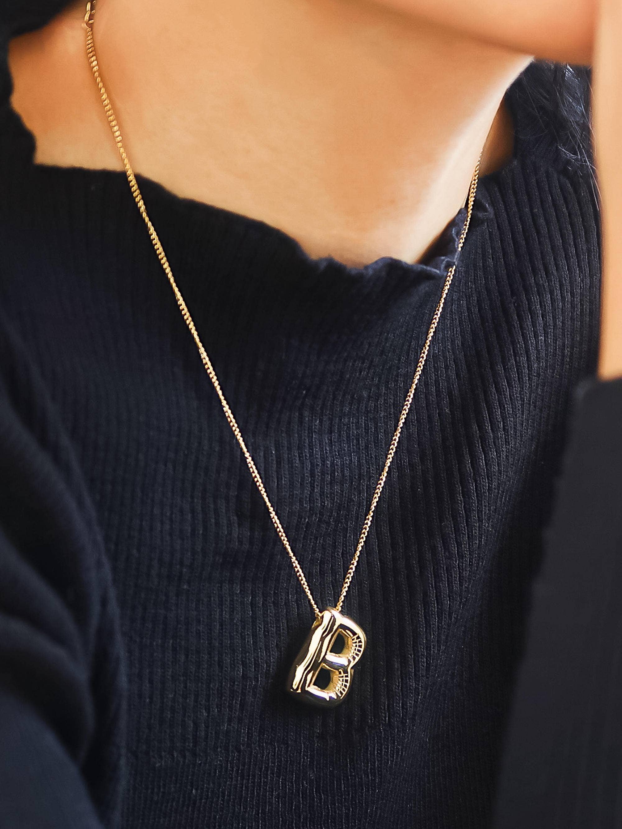 Hayes 18K Gold Non-Tarnish Balloon Alphabet Necklace