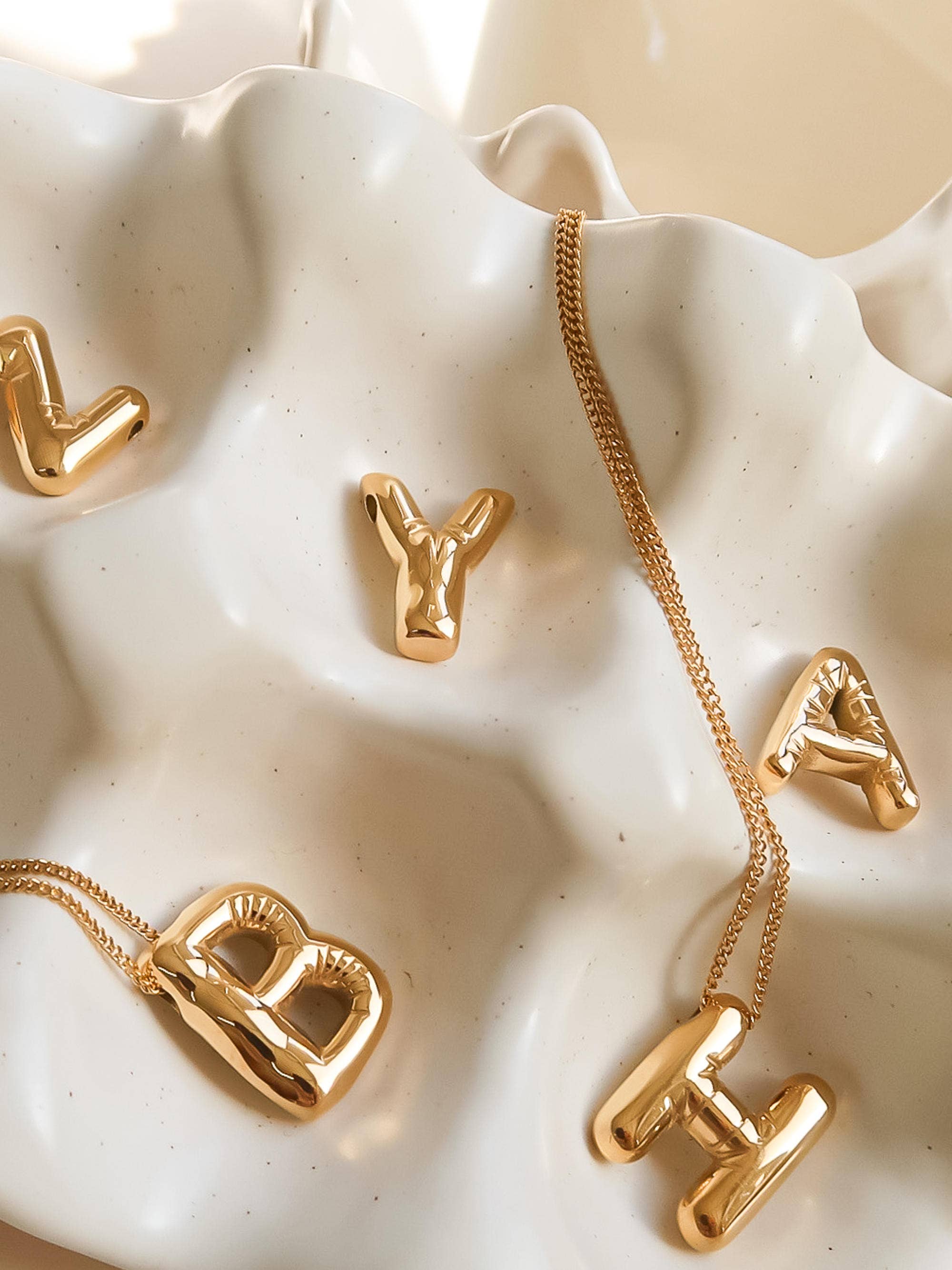 Hayes 18K Gold Non-Tarnish Balloon Alphabet Necklace