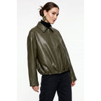 Vegan Leather Bomber Jacket