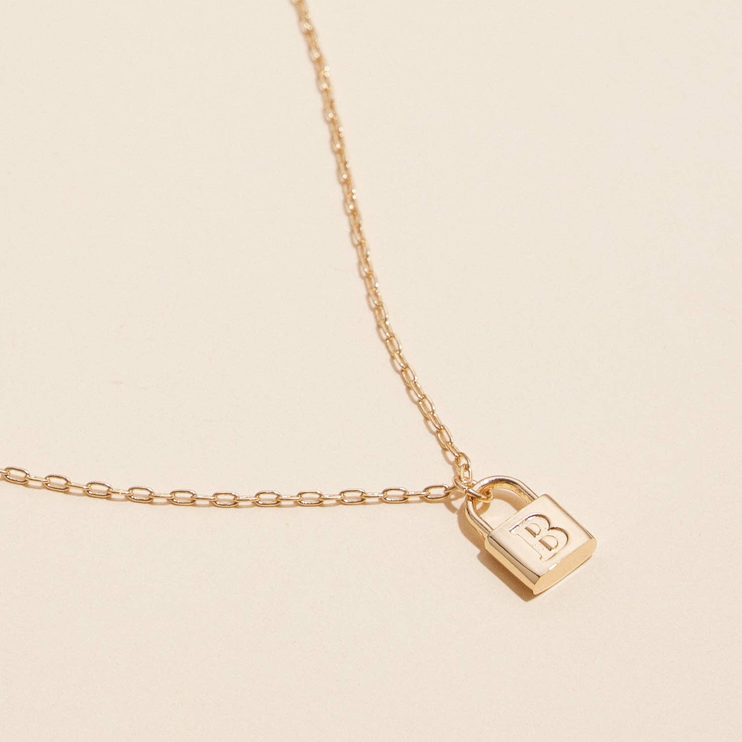 Chic Gold Initial Lock Pendant | Necklace