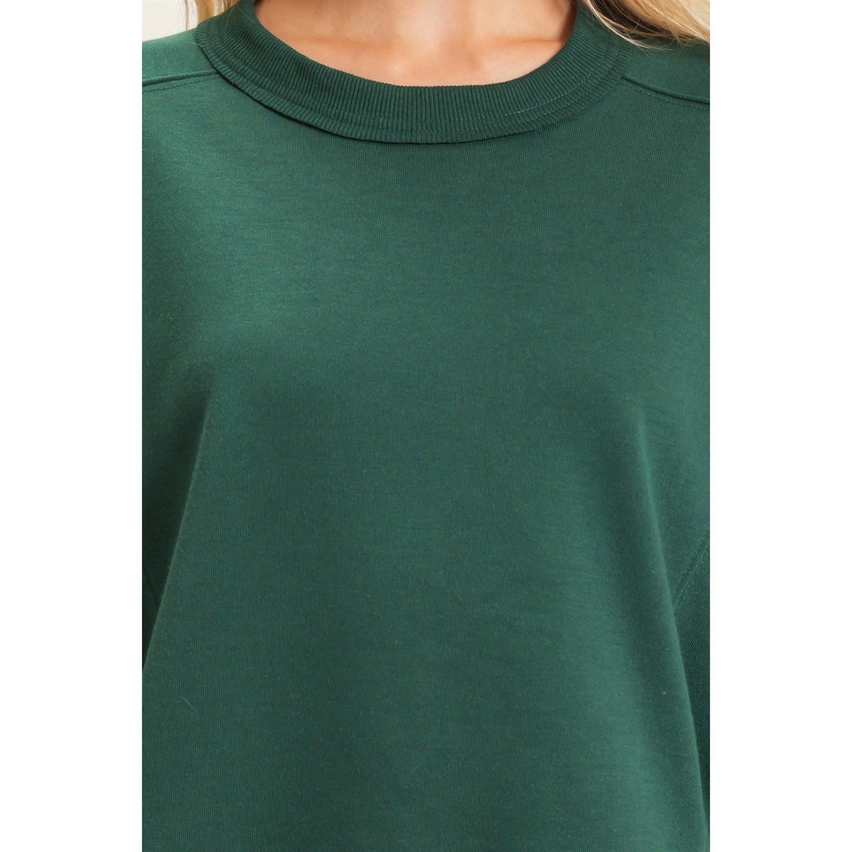 Ribbed Crew Neck Sweatshirt