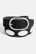 Metallic Oval Accent Suede Belt