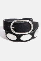 Metallic Oval Accent Suede Belt