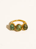 Sorrel 18K Gold Non-Tarnish Green Stone Triple Ring