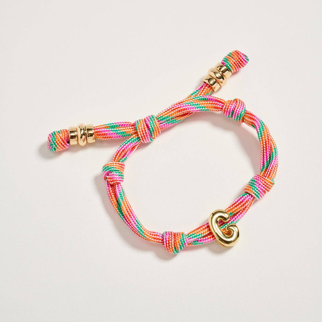 Premium Multicolor Rope Initial Bracelet with Gold Letter Charm | Adjustable Luxury Cord Monogram Bracelet