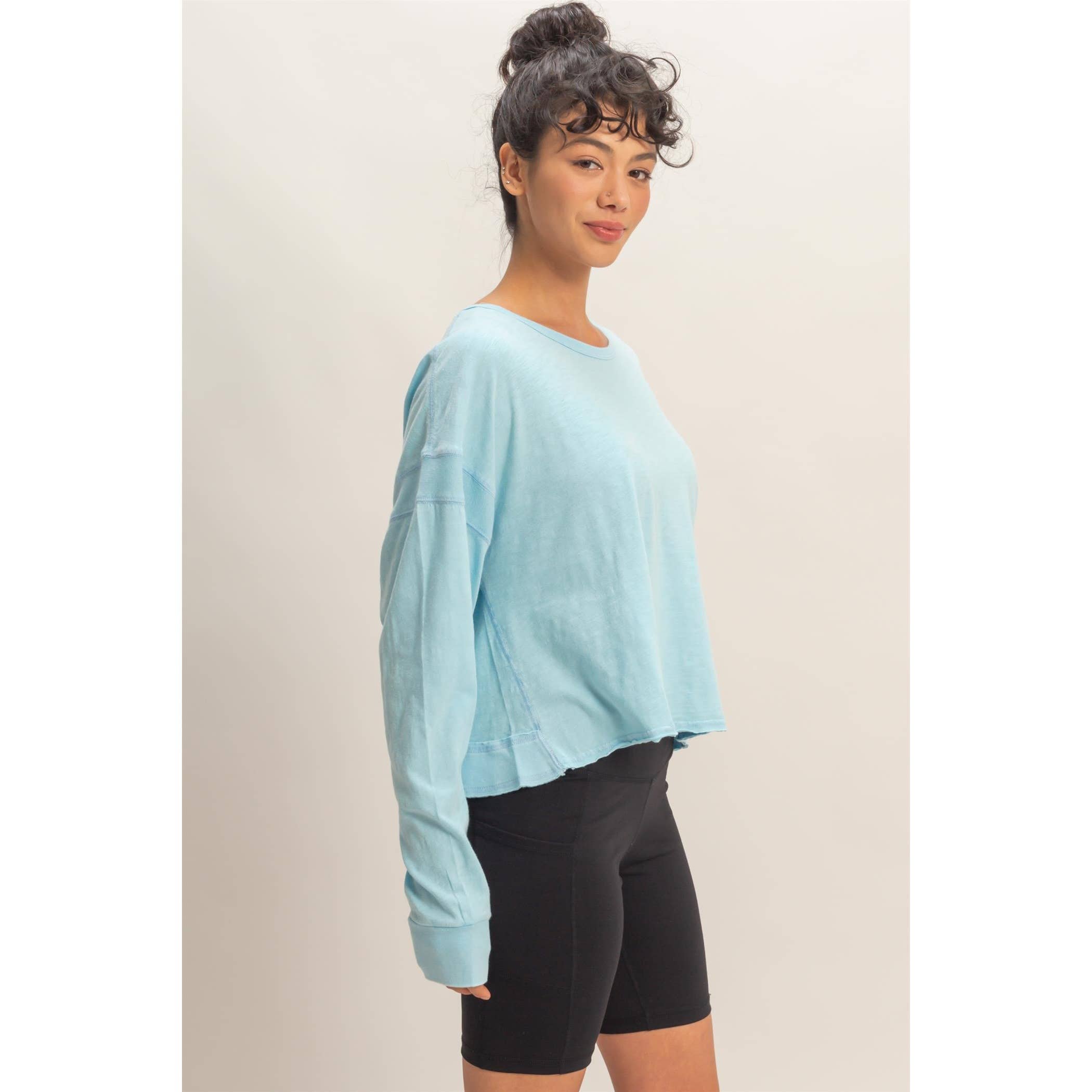 Cross Detail Open Back Long-Sleeve Top