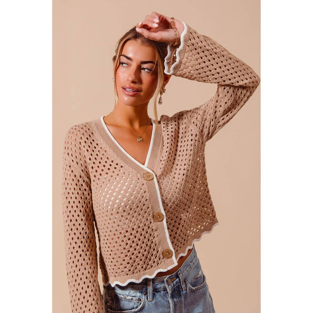 OPEN KNIT LIGHT WEIGHT SWEATER CARDIGAN