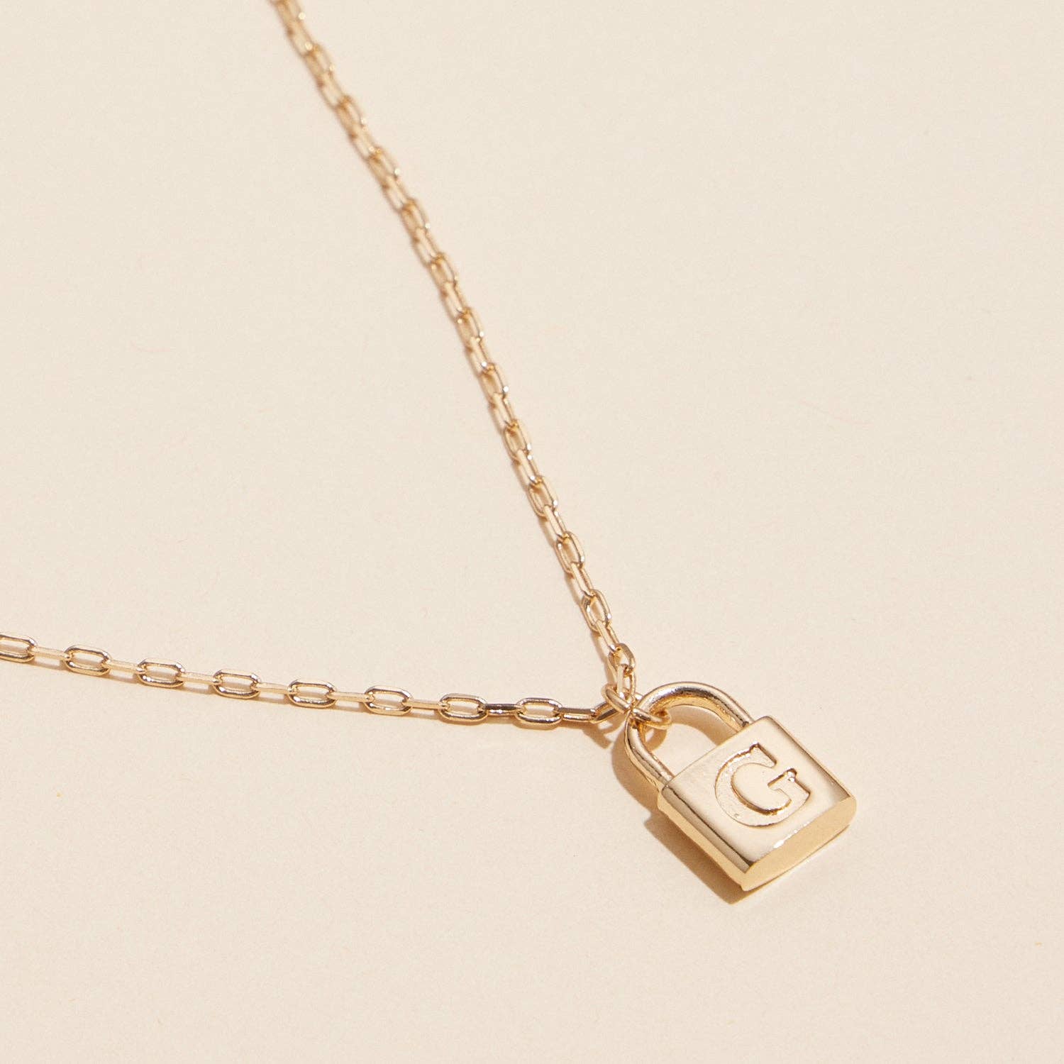 Chic Gold Initial Lock Pendant | Necklace