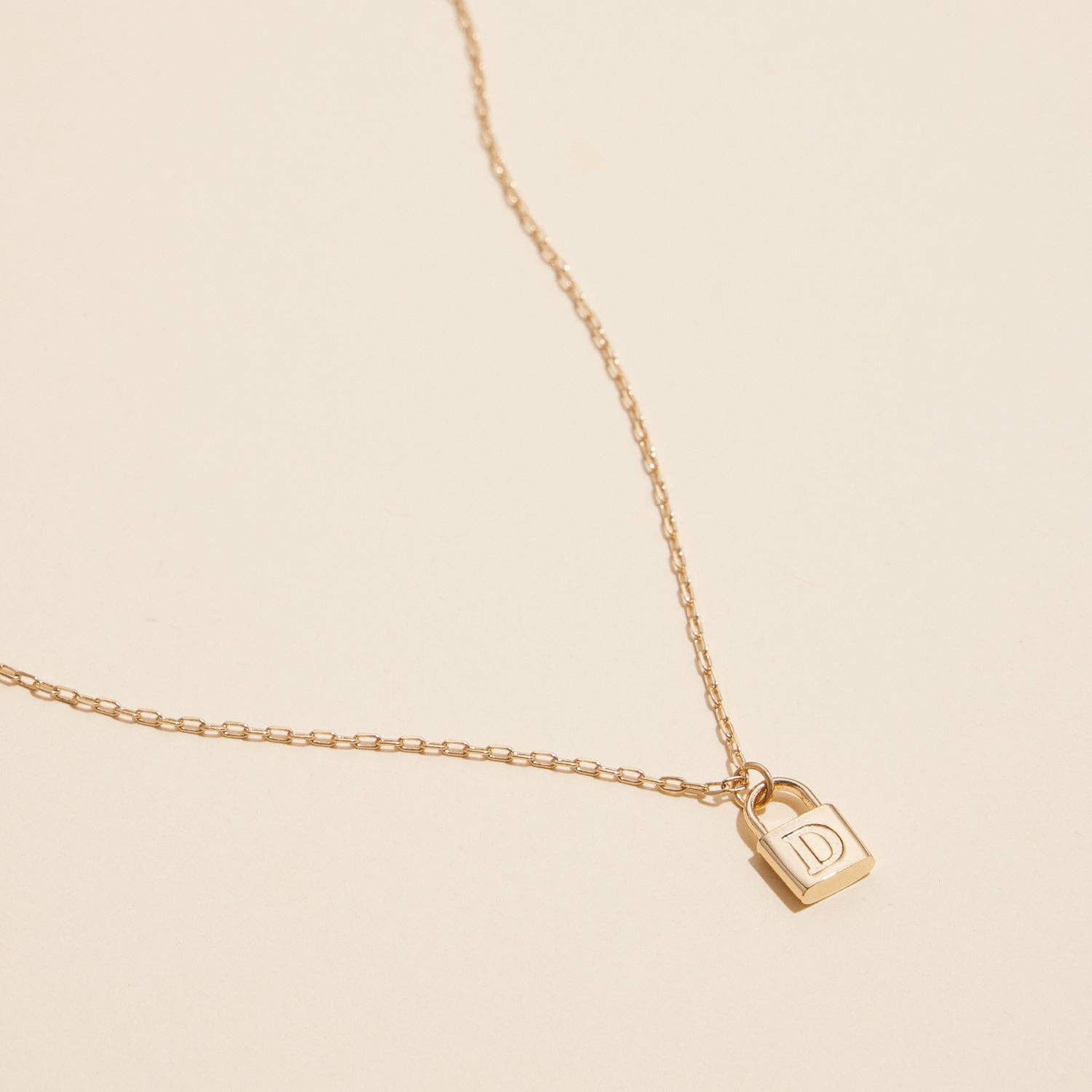 Chic Gold Initial Lock Pendant | Necklace