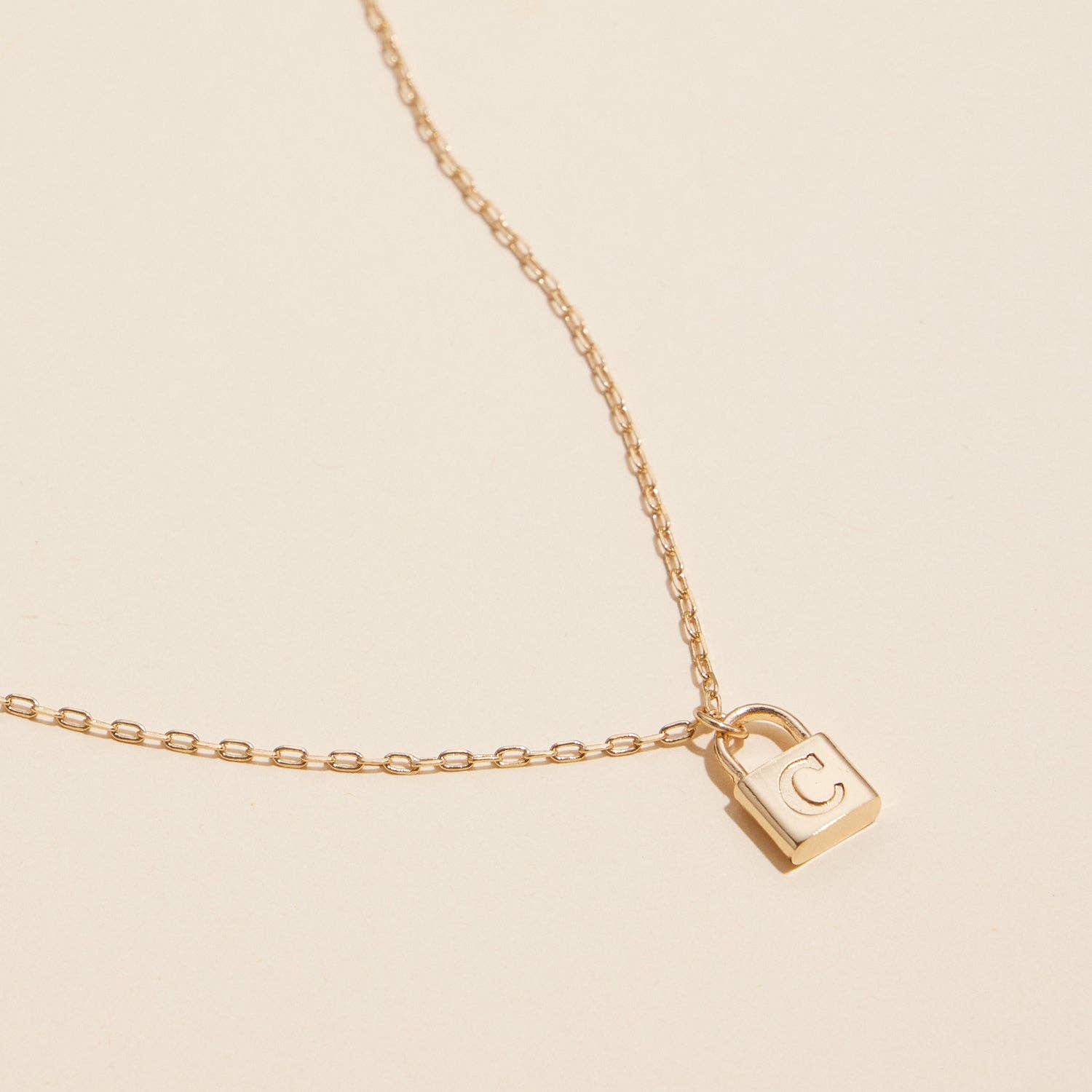 Chic Gold Initial Lock Pendant | Necklace