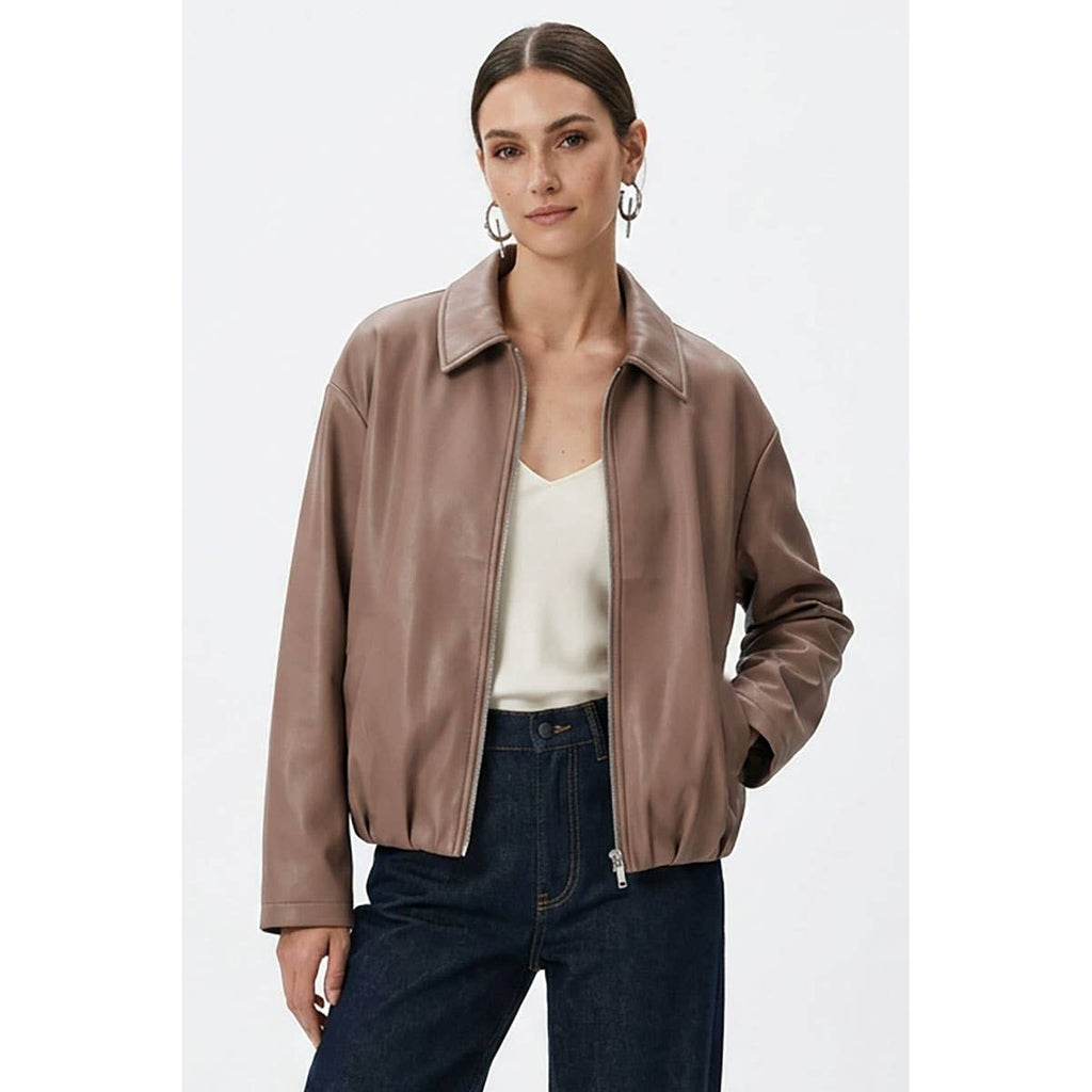 Vegan Leather Bomber Jacket