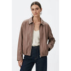 Vegan Leather Bomber Jacket