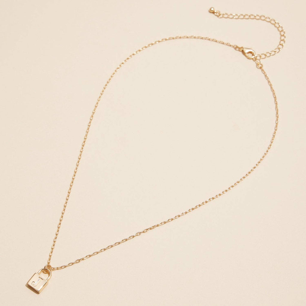 Chic Gold Initial Lock Pendant | Necklace