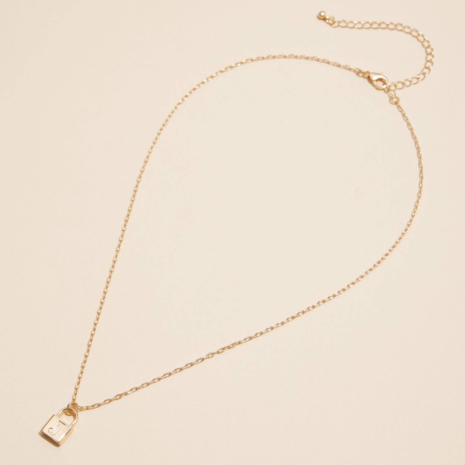 Chic Gold Initial Lock Pendant | Necklace