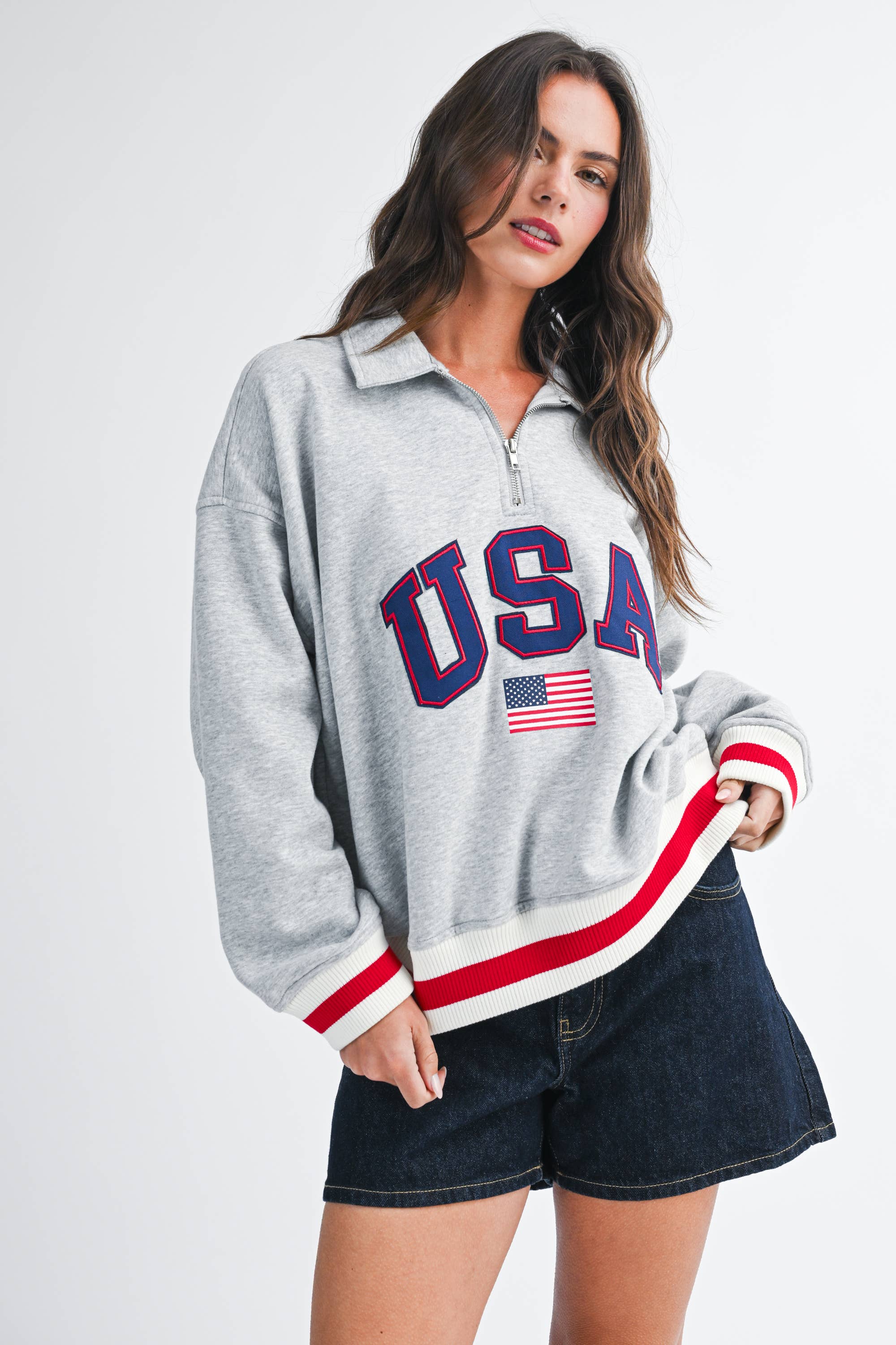 USA Graphic Half Zip Sweatshirt