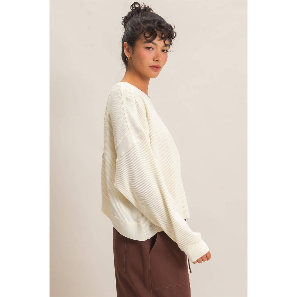 Mineral Wash Waffle Open Back Top