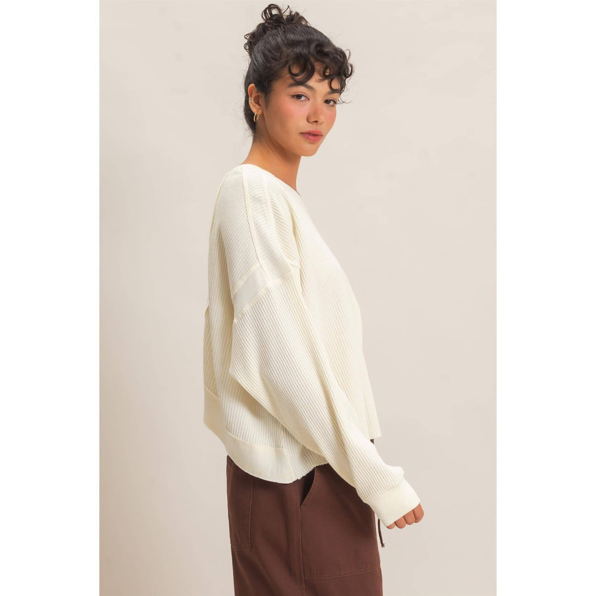 Mineral Wash Waffle Open Back Top