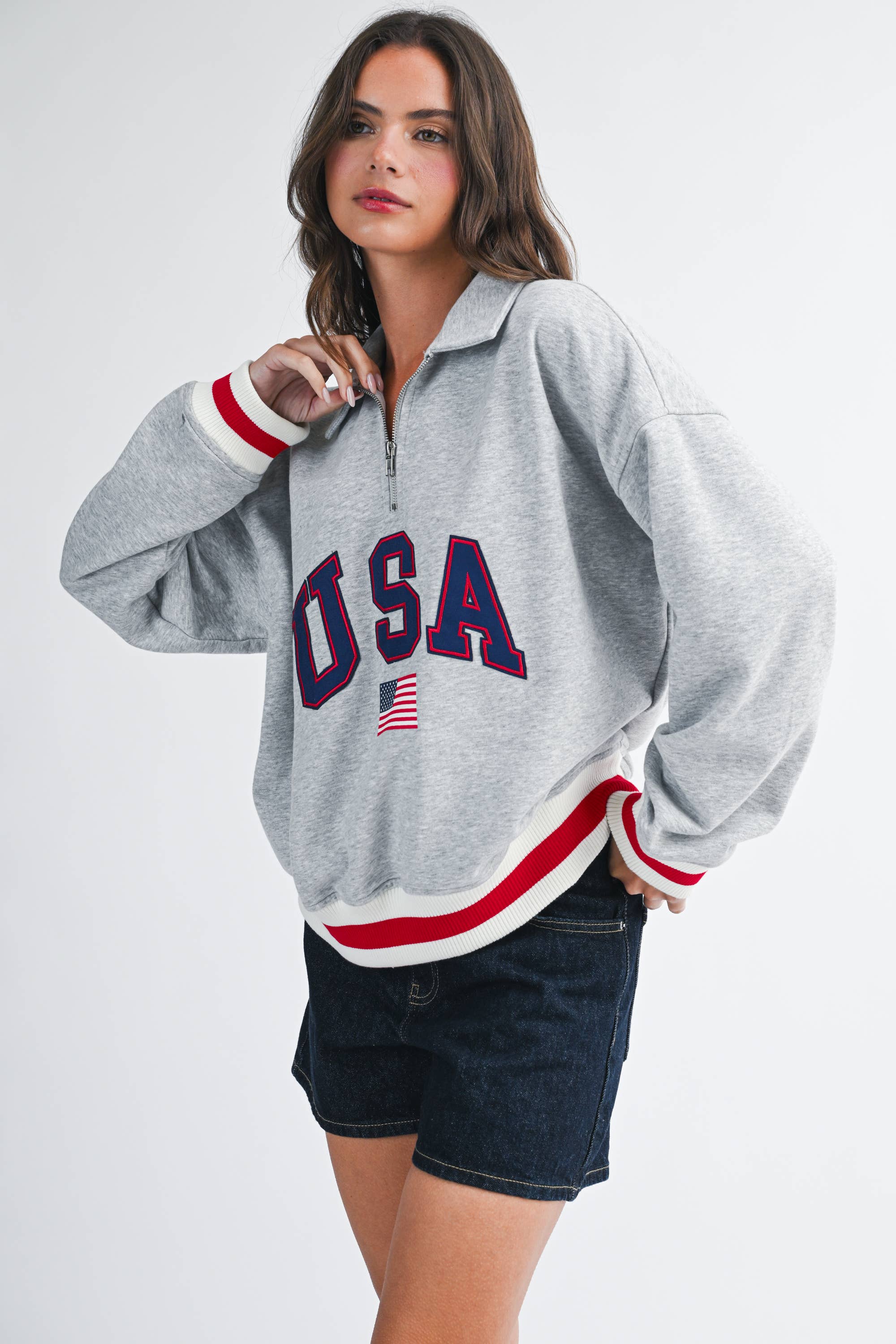 USA Graphic Half Zip Sweatshirt