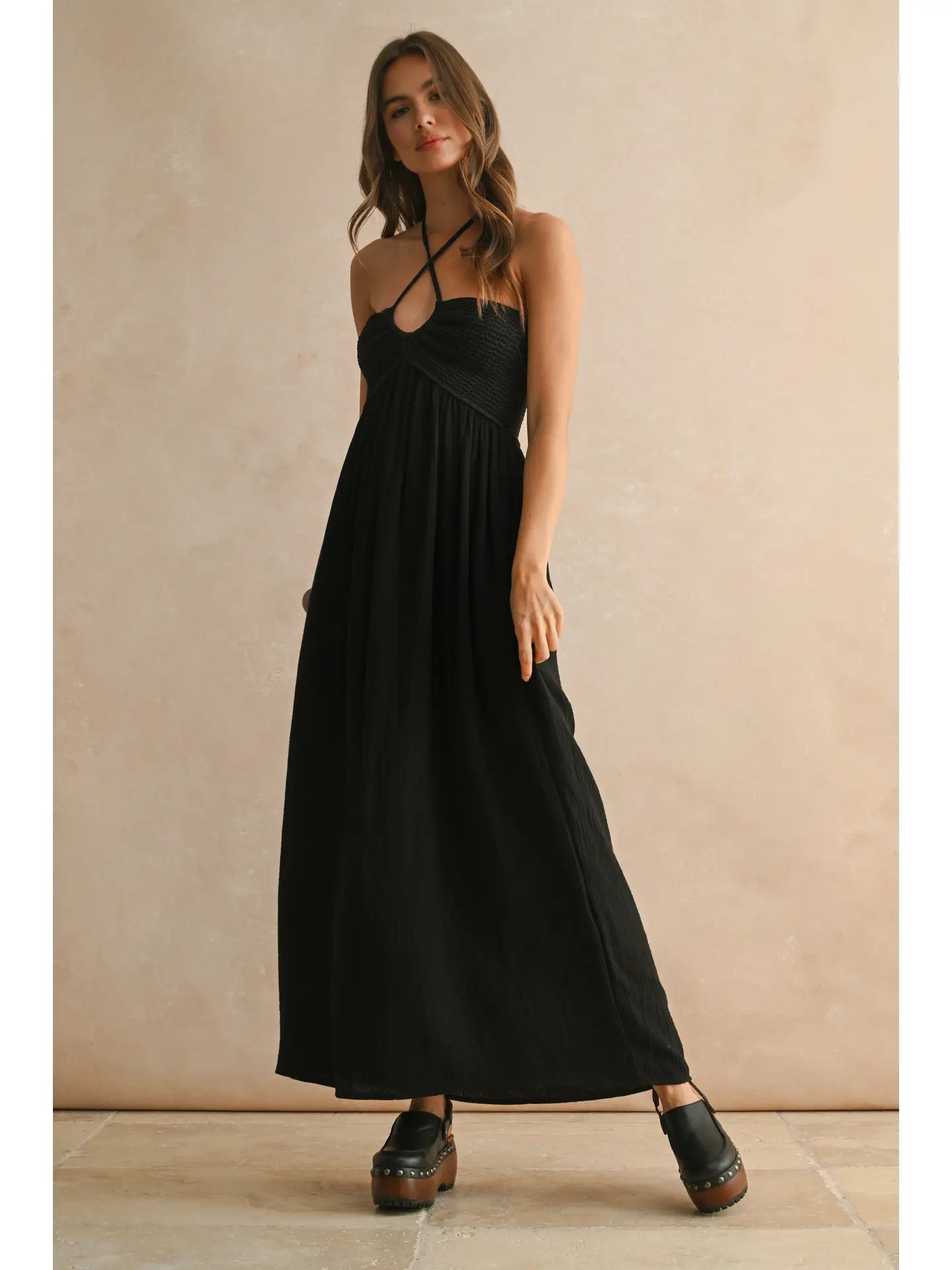 Washed Gauze with Crochet Top Contrast Dress