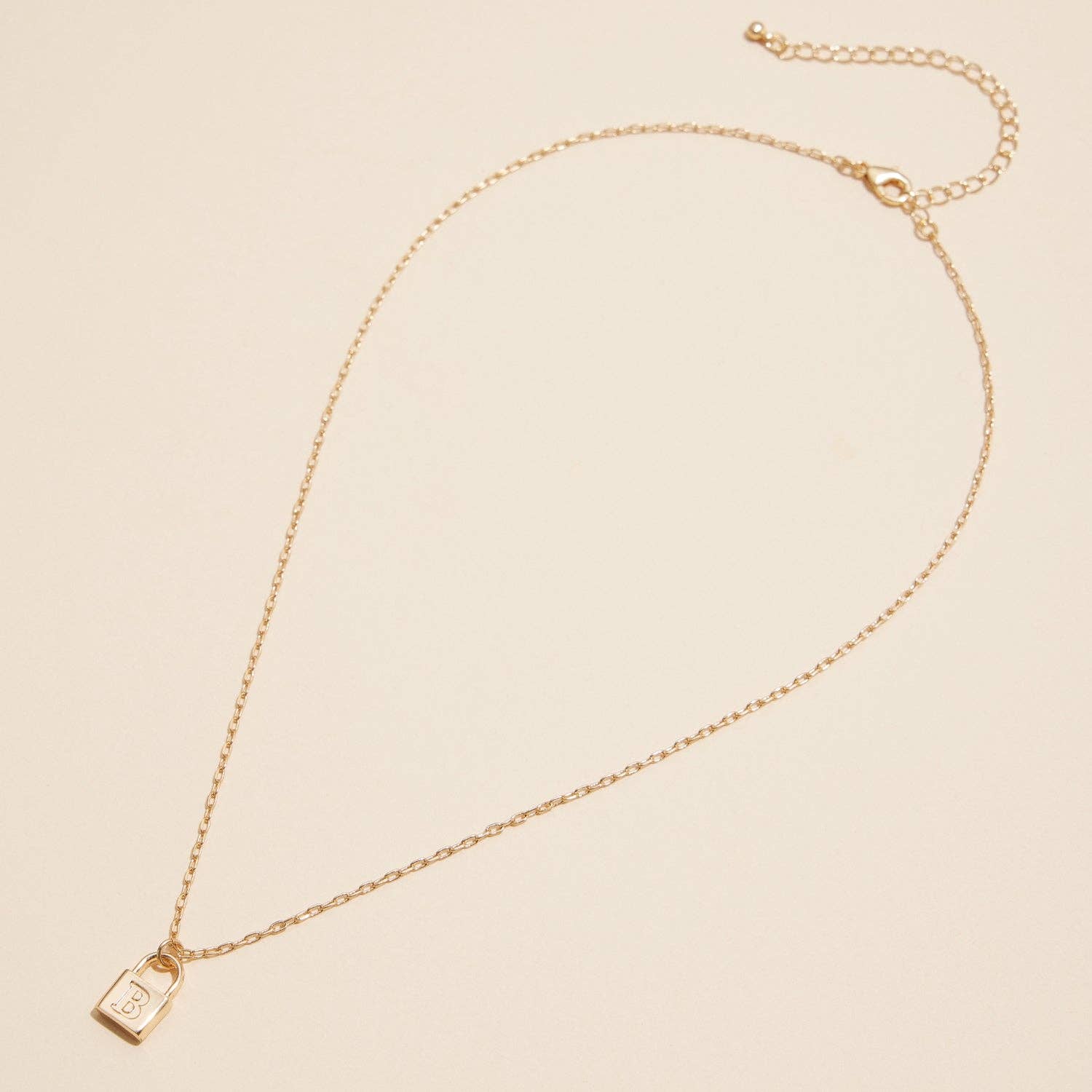 Chic Gold Initial Lock Pendant | Necklace