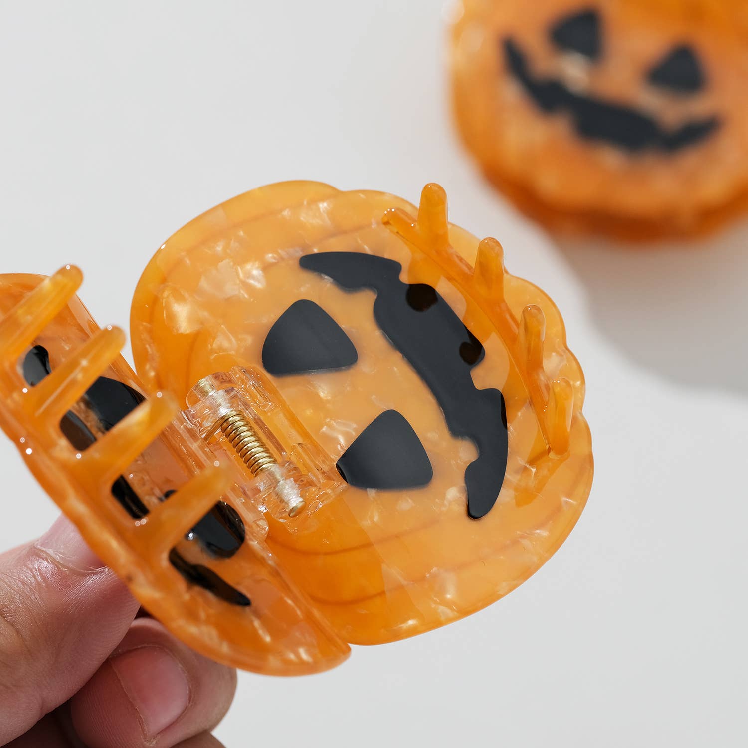 Jack O Lantern Pumpkin Claw Clip - Large