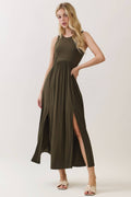Solid Sleeveless Midi Dress