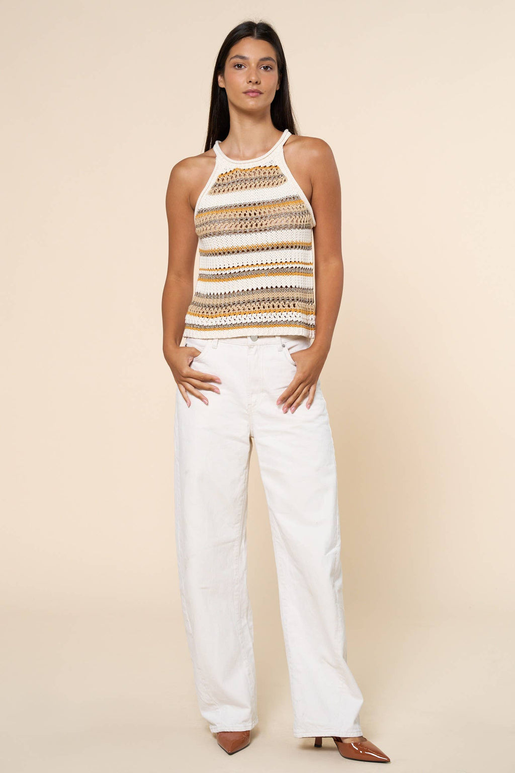 Multicolor Stripe Crochet Tank Top
