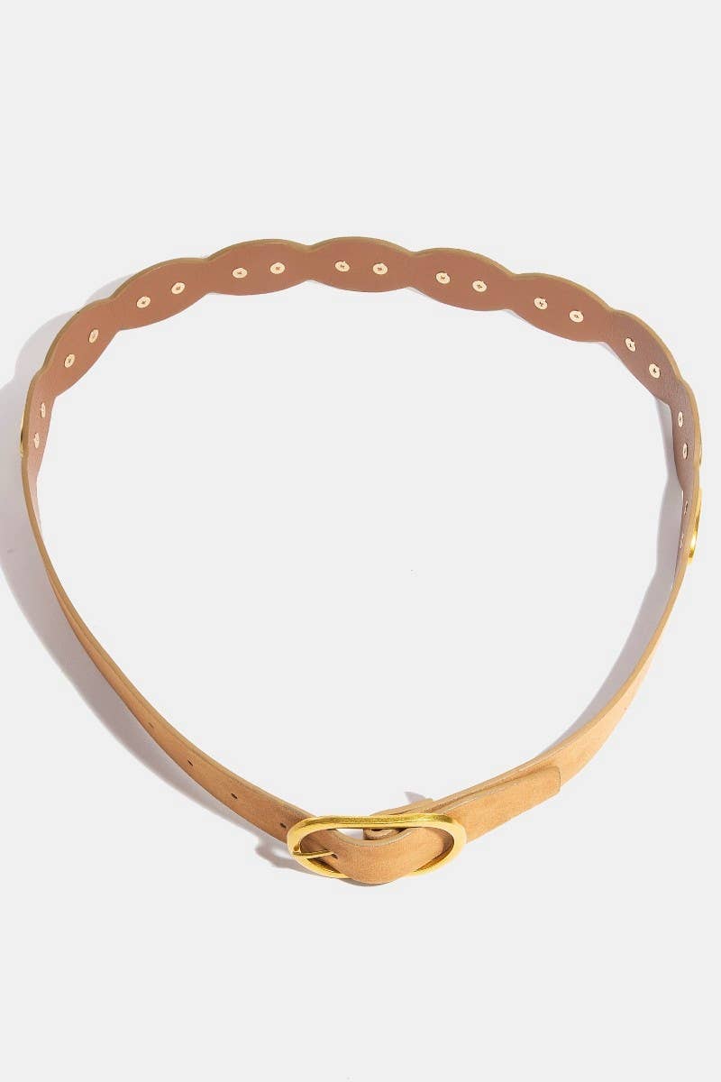 Metallic Oval Accent Suede Belt