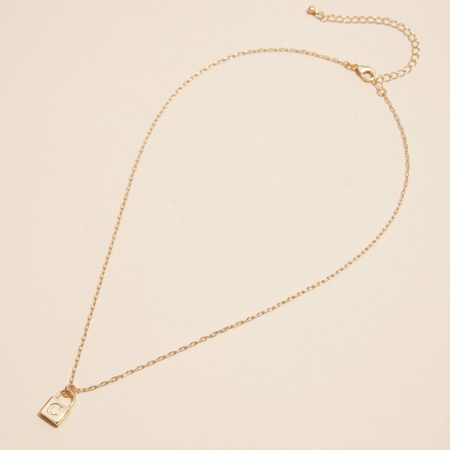 Chic Gold Initial Lock Pendant | Necklace
