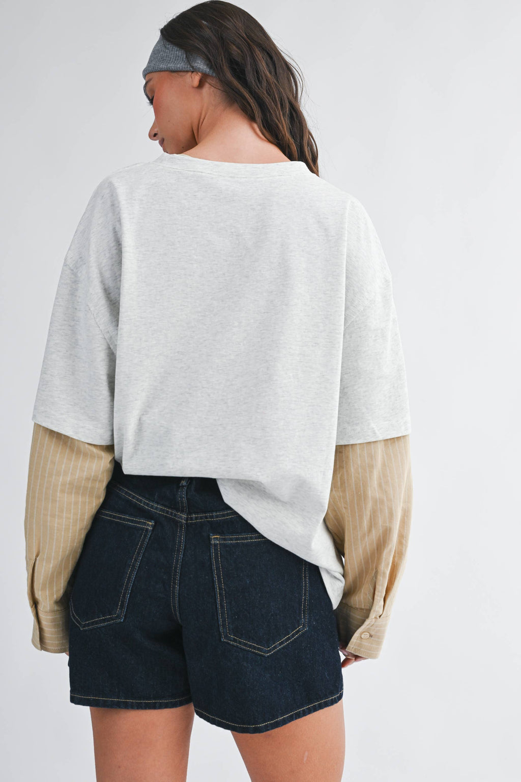 Mixed Media Layered Long Sleeve Top