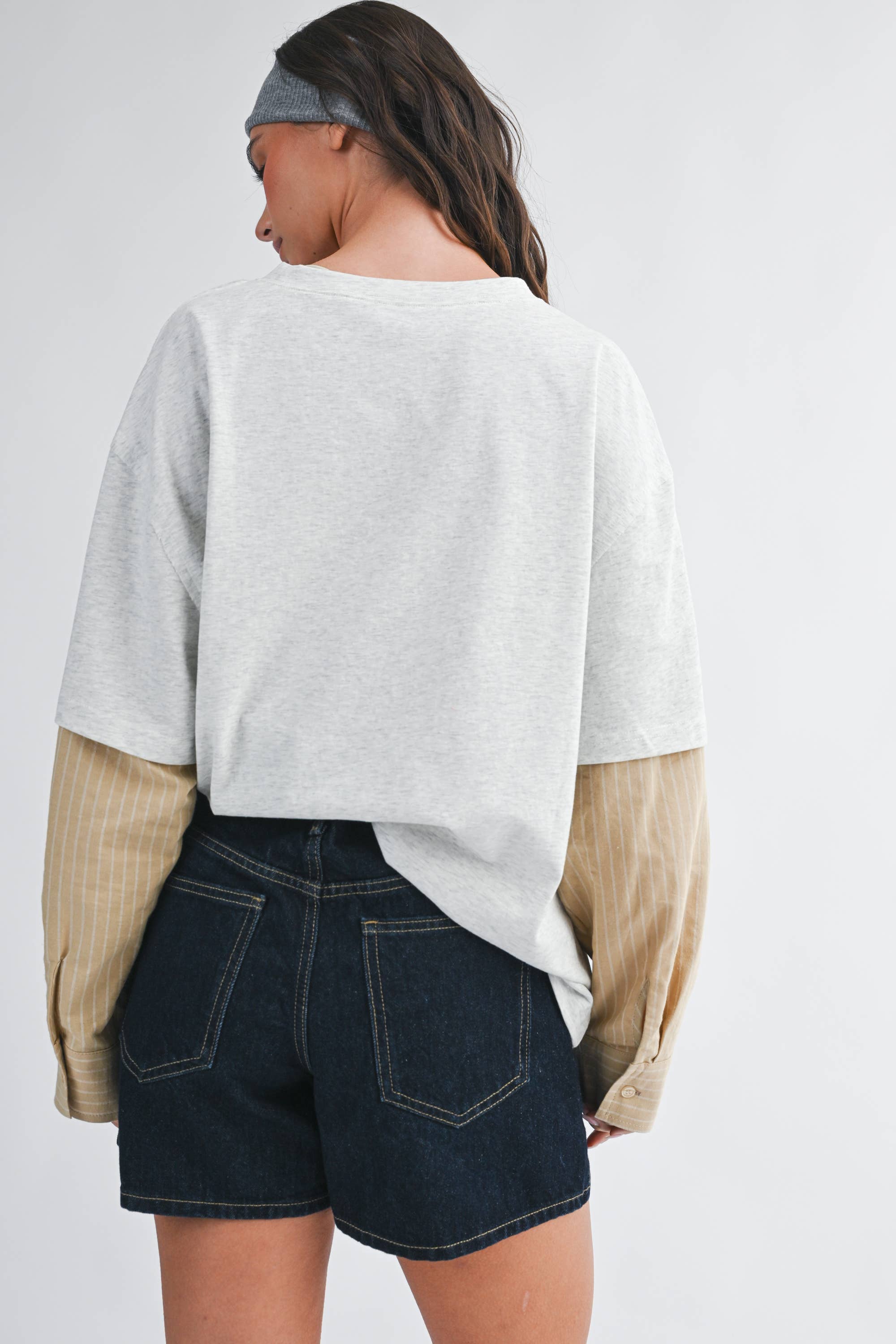 Mixed Media Layered Long Sleeve Top