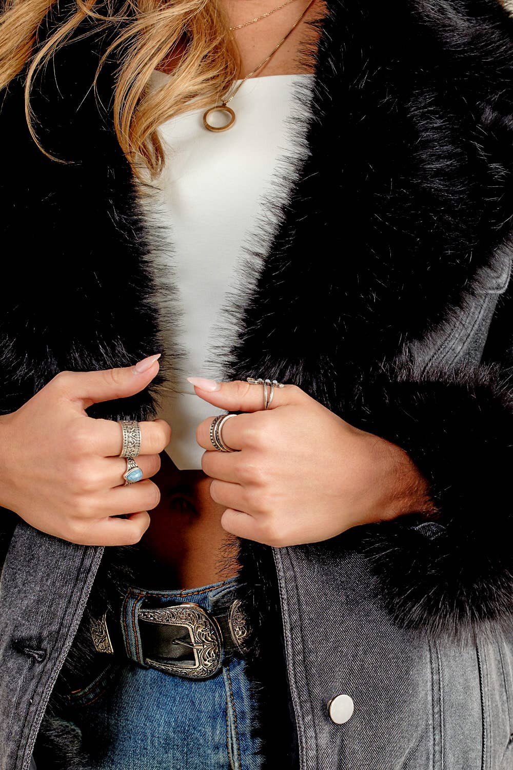 Nicole Fur Denim Jacket