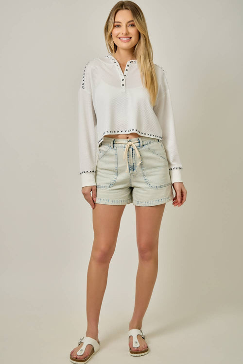 Alix Denim Washed Pull-On Shorts
