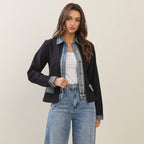 Denim trim jacket