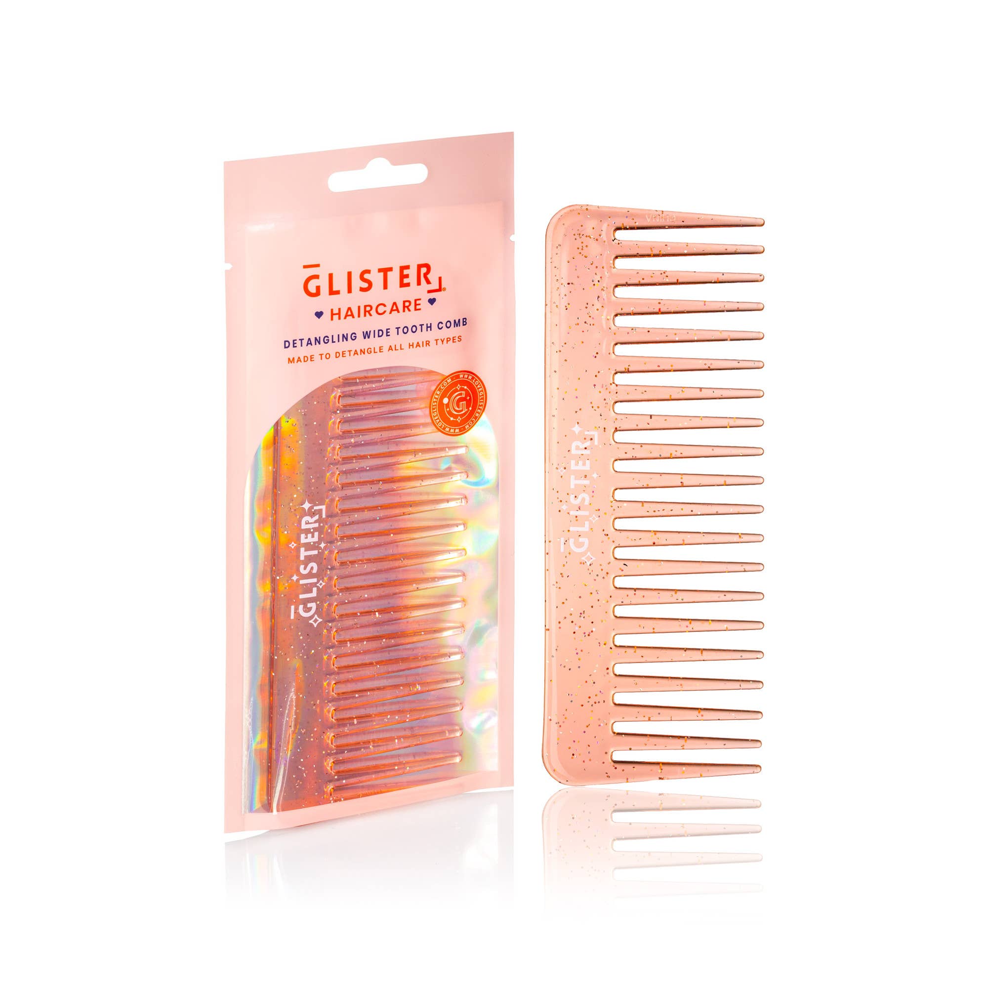 "Sparkle" Wide Tooth Detangling Comb | Glitter Finish