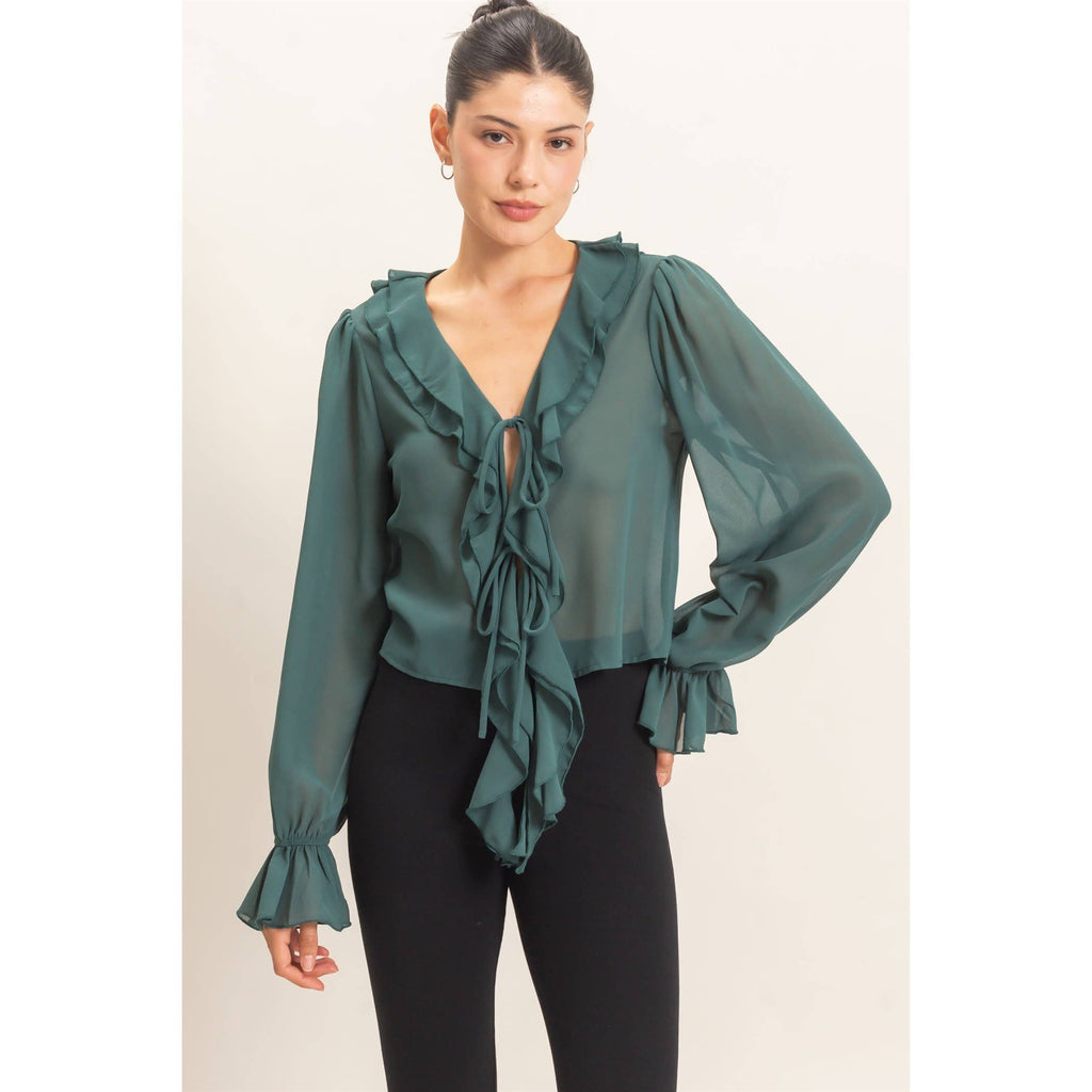 Ruffled V-Neck Blouse