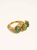 Sorrel 18K Gold Non-Tarnish Green Stone Triple Ring