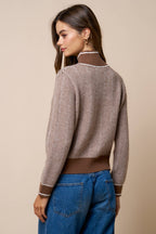 Contrast Trim Turtleneck Knit Sweater
