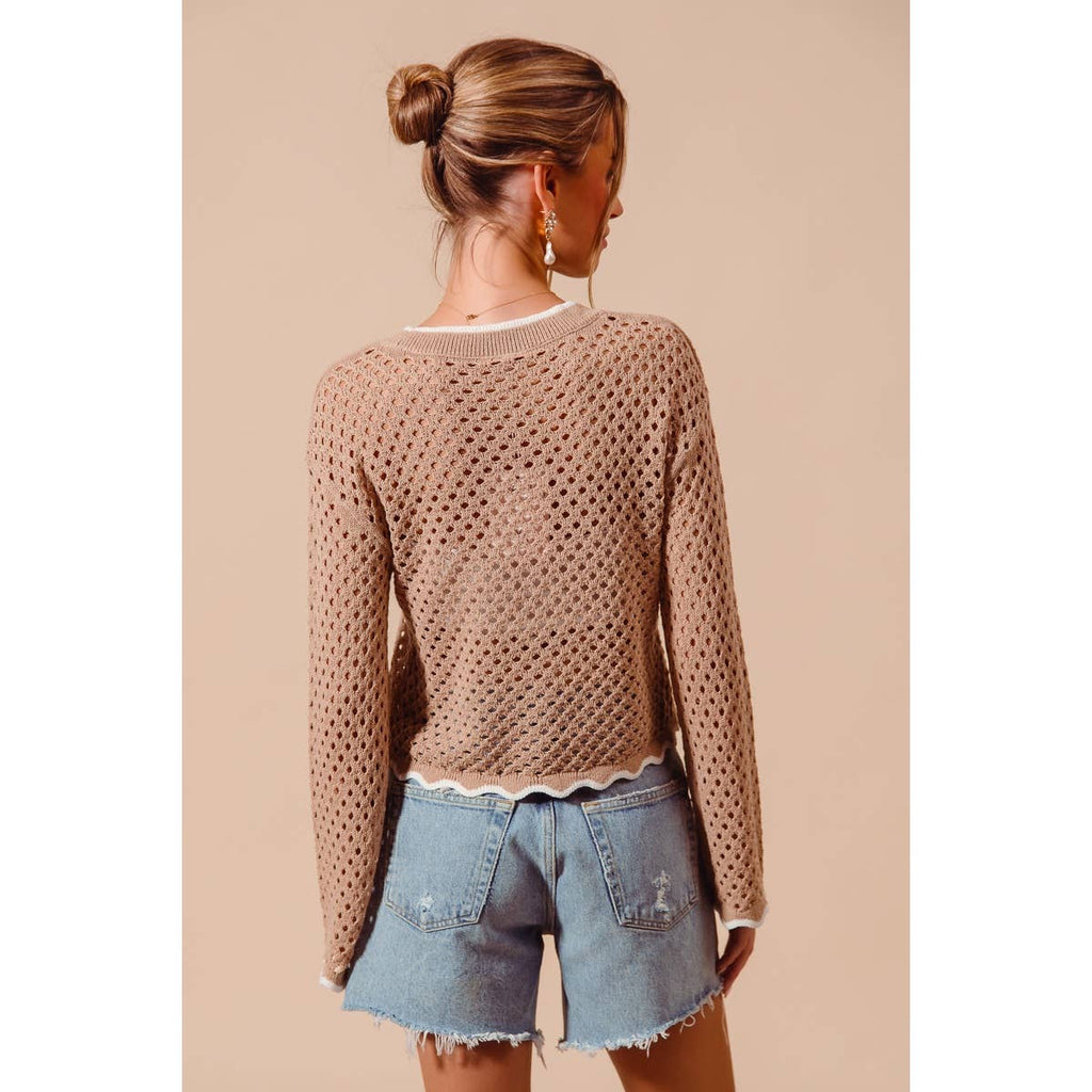 OPEN KNIT LIGHT WEIGHT SWEATER CARDIGAN