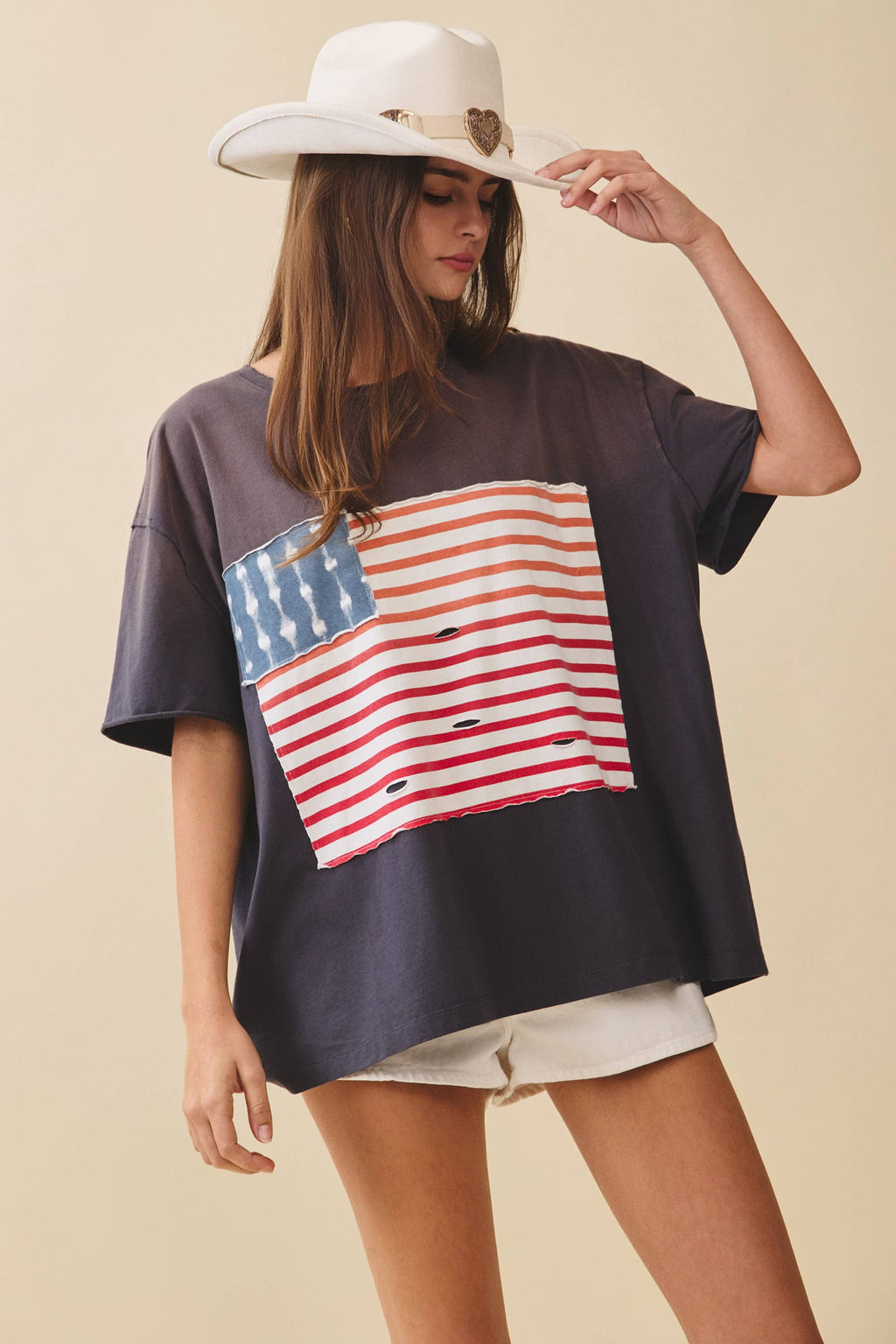 Distressed Flag Patch Tee