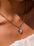 Heidi 18K Gold Non-Tarnish Two Tone Heart Locket Necklace