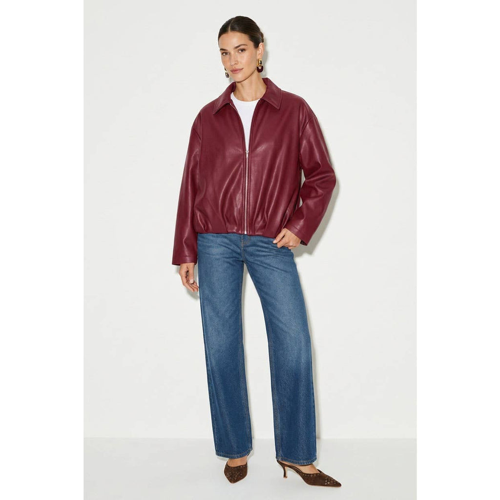 Vegan Leather Bomber Jacket