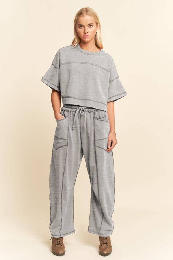 MINERAL WASHED EXPOSED BARREL PANTS SET