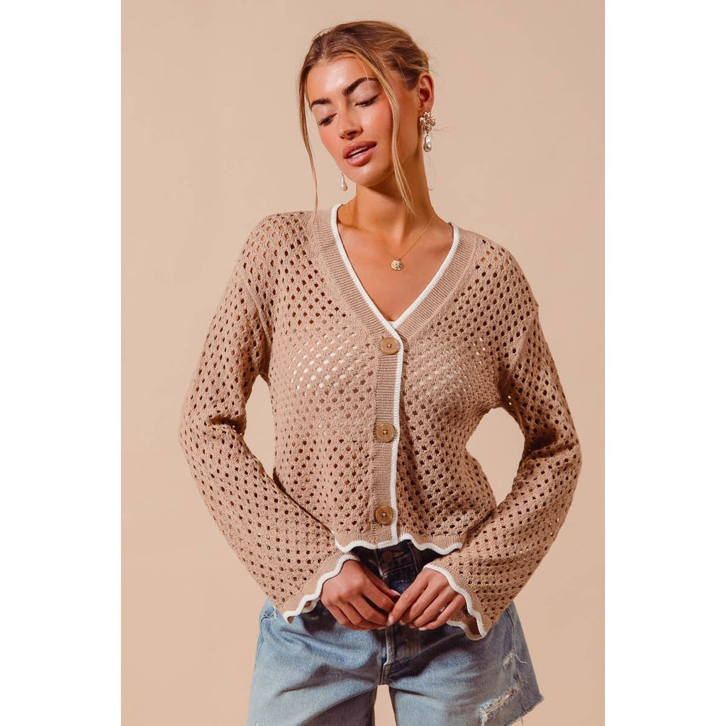 OPEN KNIT LIGHT WEIGHT SWEATER CARDIGAN