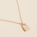 Chic Gold Initial Lock Pendant | Necklace